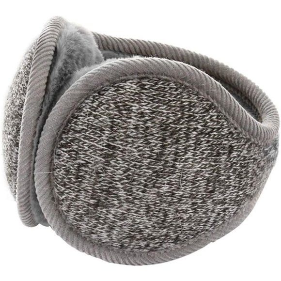 Unisex  B-deep Gray Warm Knit Cashmere Adjustable Wrap Outdoor Fur Earwarmer - Picture 1 of 7